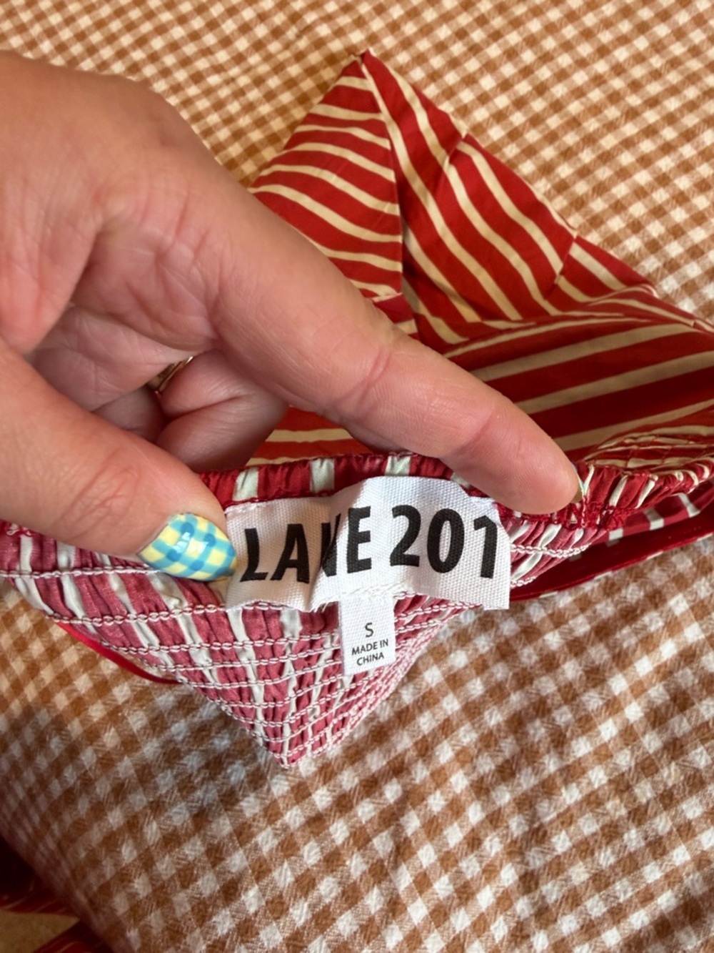 LANE 201 Red and White Striped Bandeau Top - Picture 4 of 4
